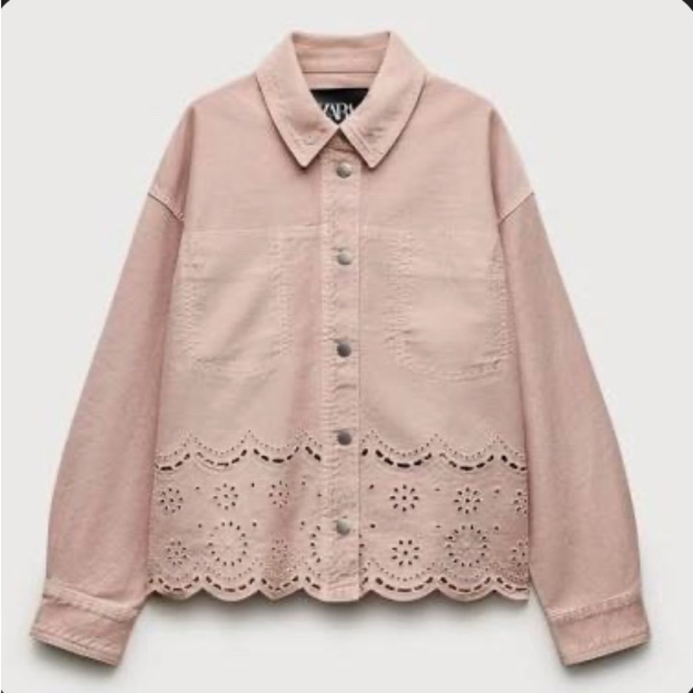 Zara Women's Denin Jacket with Eyelet Detail
